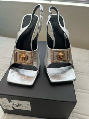 Versace Medusa slingback heels.